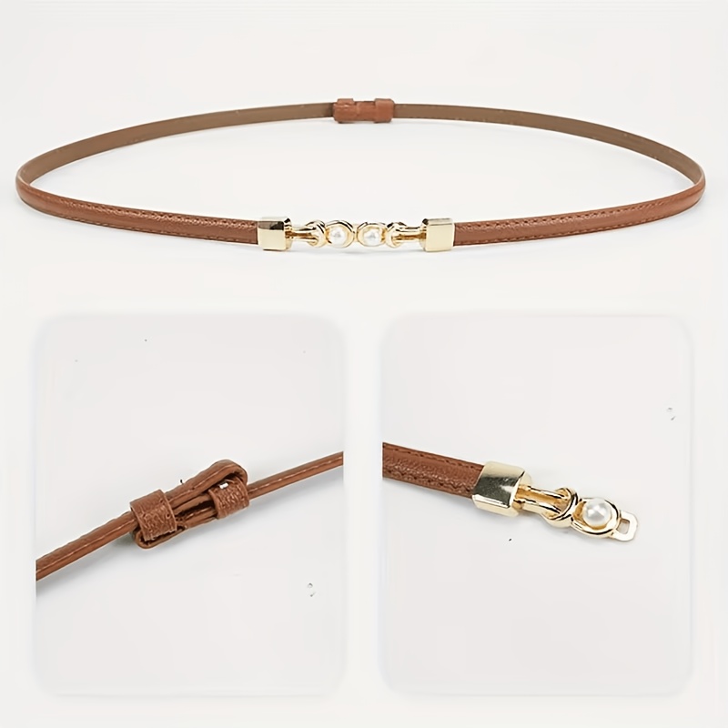 2pcs Women's Slim Waist Belt, Metal Double-Buckle Decorative