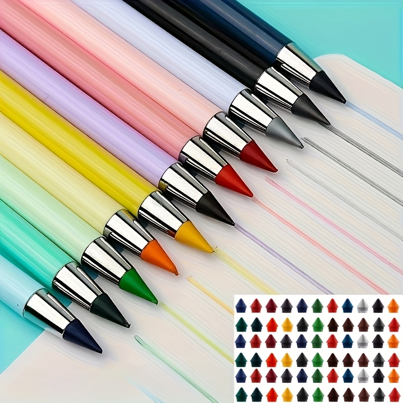 78pcs Set, 12 Pencils + 66 Colored Lead Refills, Latest Model With Interchangeable Leads, Colored Pencils With Built-in Eraser, Suitable For Professional Art Use
