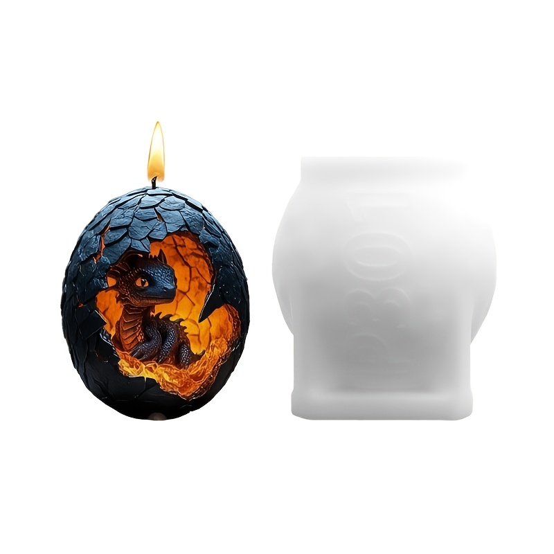 Image of Fantasy Dragon Egg Hatching Candle Silicone Mold, Creative Shape Mold, Handmade Candle Aromatherapy Gypsum Resin Liquid Making Silicone Mold