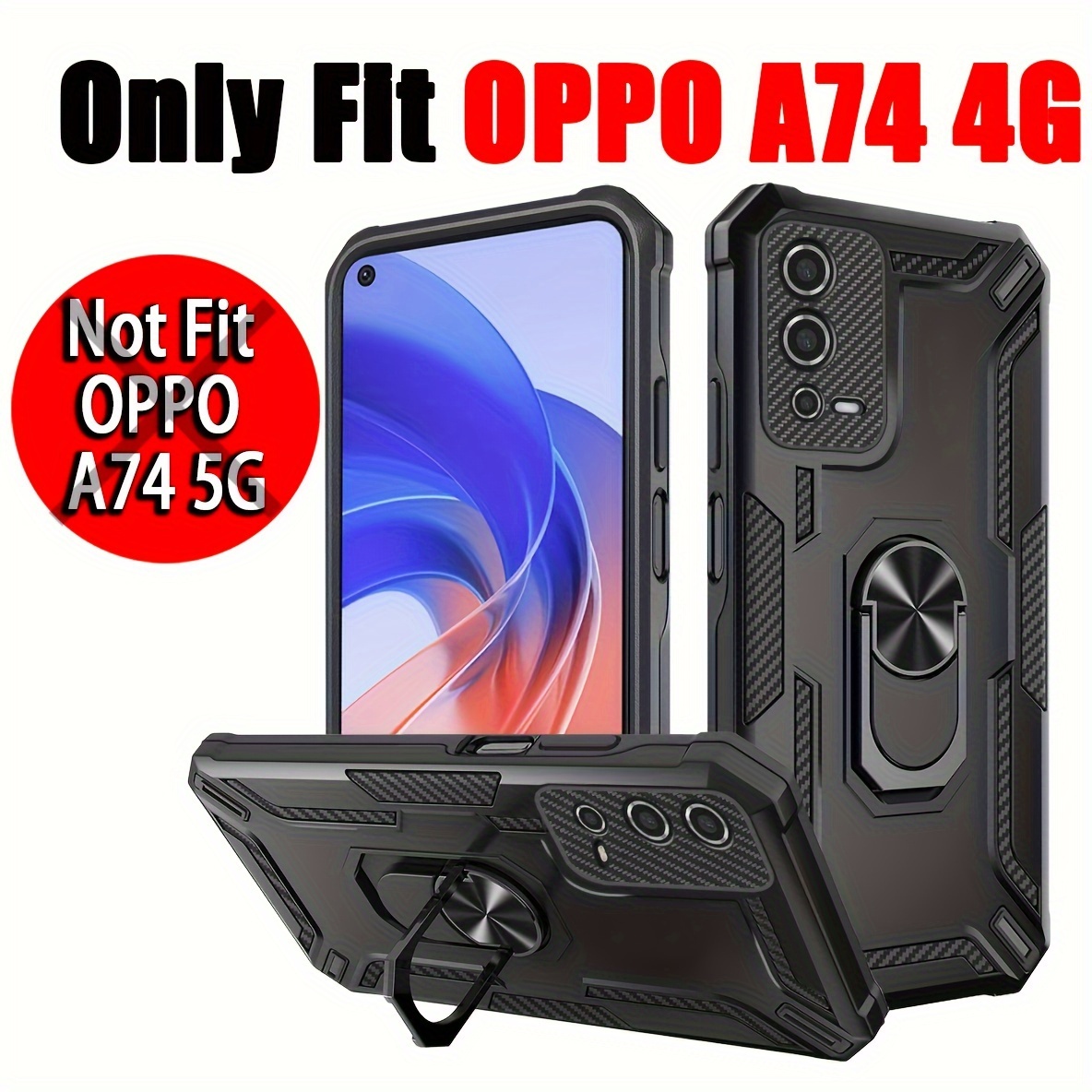 For OPPO A94 5G Case, Ring Armor Shockproof Stand Phone Cover +