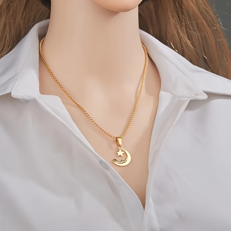 Personalized Moon and Stars Name Necklace, Customizable