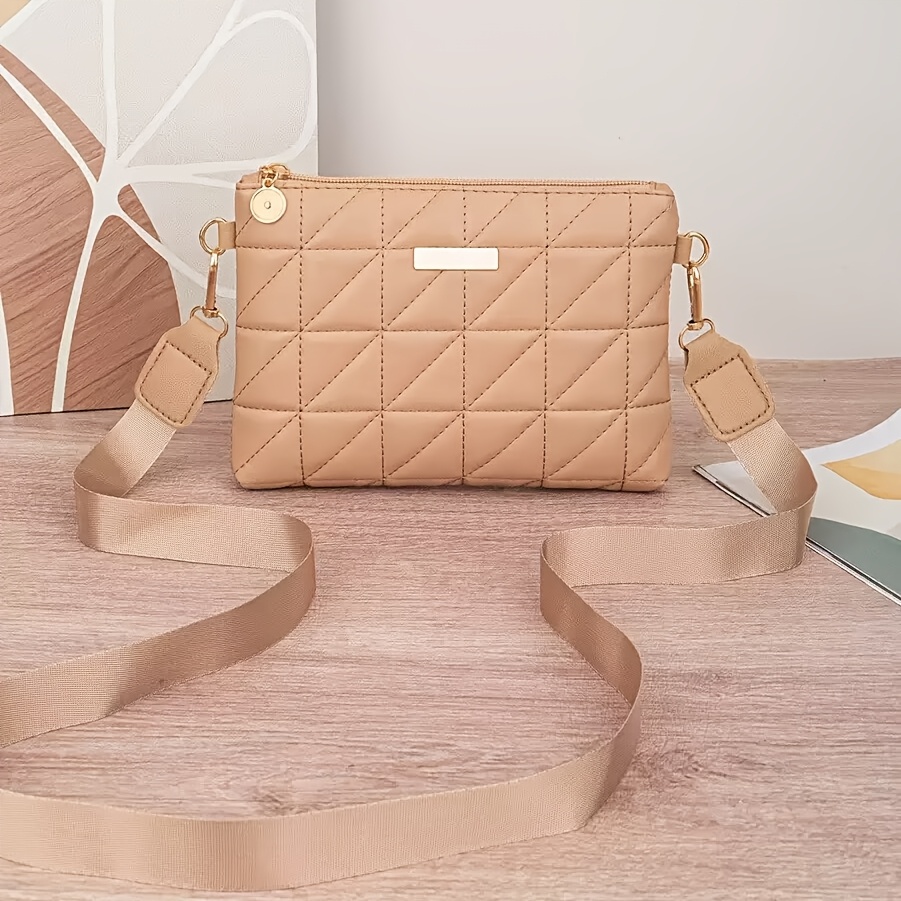 TEMU Bolso bandolera acolchado de color negro, bolso de minimalista para mujer, bolso cuadrado casual para el uso diario