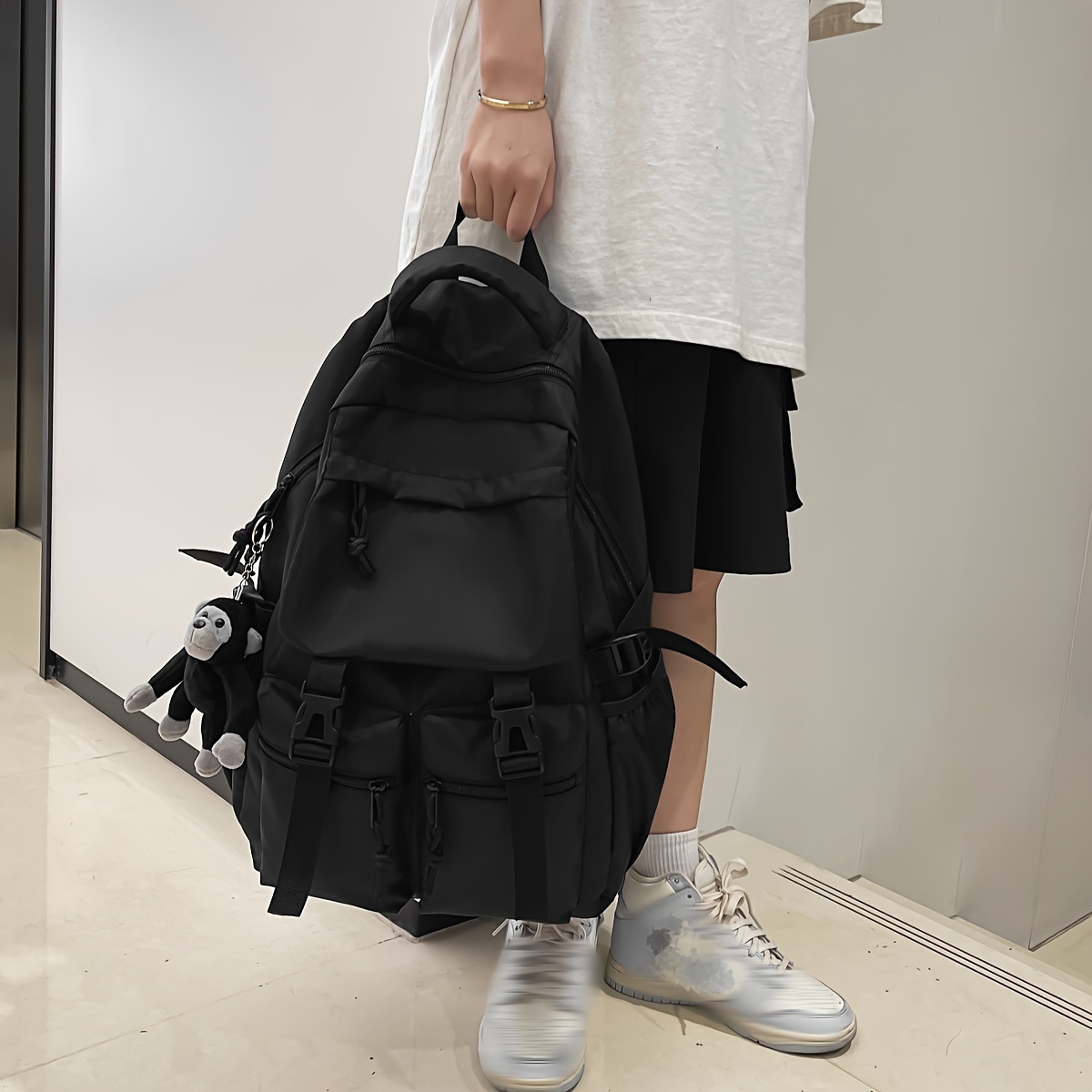 E-shop Herren Schulrucksack mit Schnallen-Detail, Lässige Schulrucksack, Schulrucksäcke, Schulrucksack für den Schulanfang, Laptoptasche,