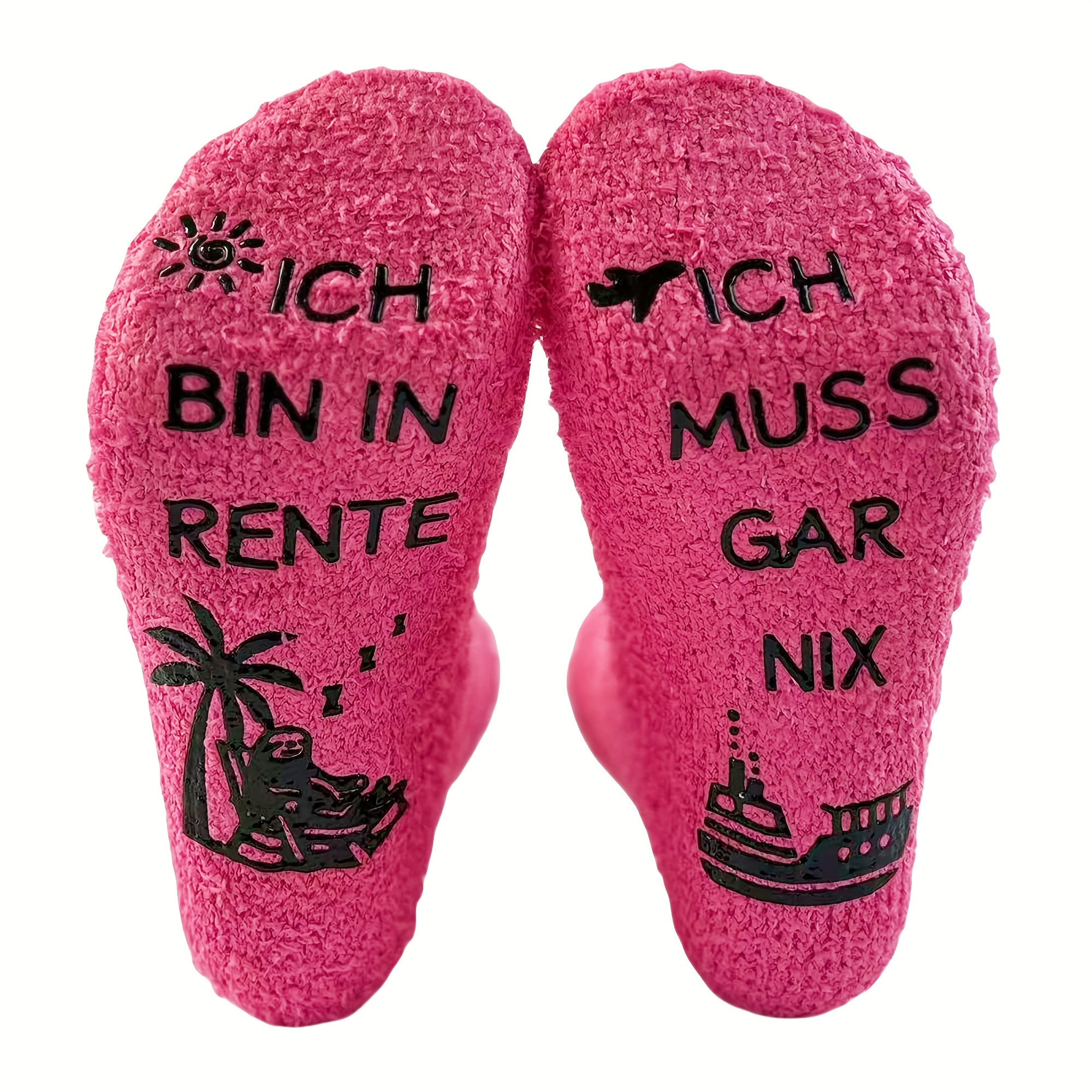 E-shop Herren- & Damen-Dicke Warme Korallenboden-Socken mit "Ich bin im Ruhestand, nichts zu tun" Slogan - Rutschfeste Winter-/Outdoor-Hausschuhe, Nur