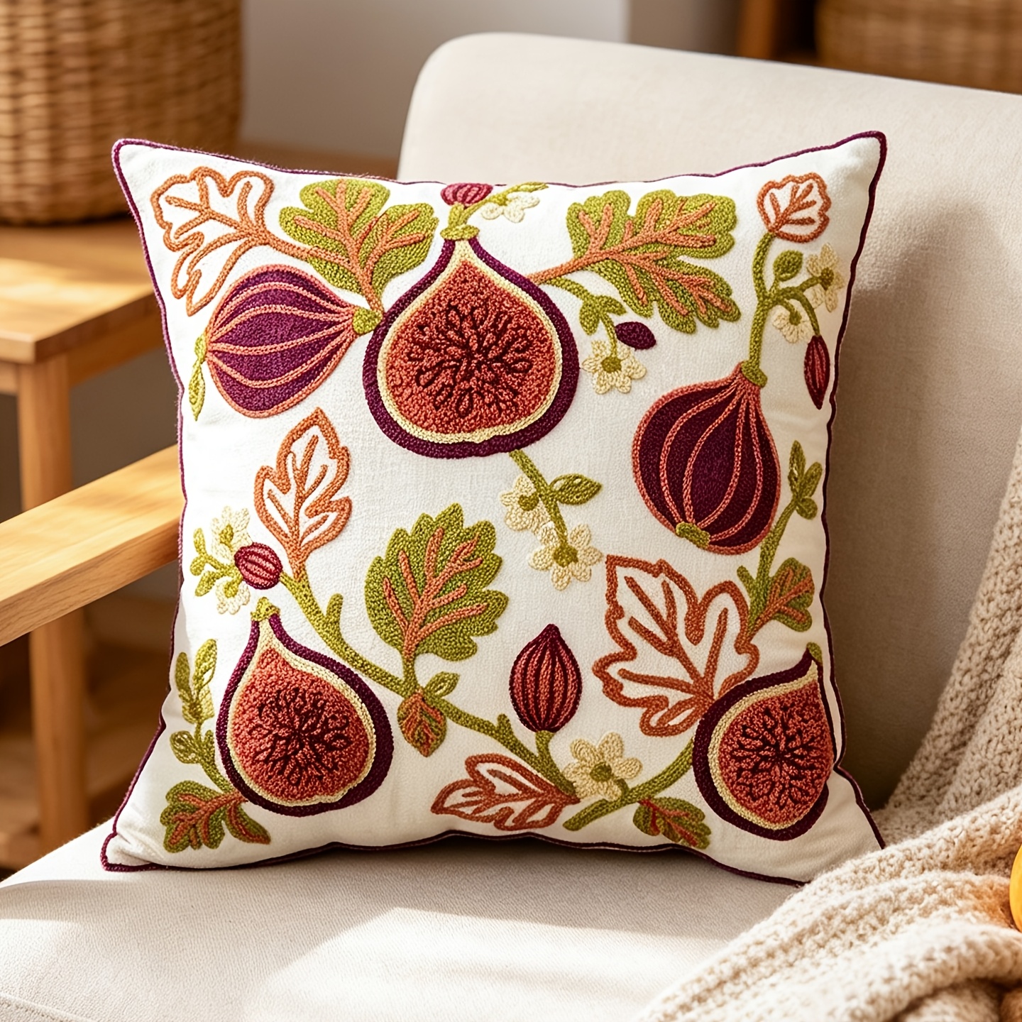 TEMU de almohada de cojín de 1 pieza con exquisito bordado de higo , varios tamaños, Festival de , universal para sofá y cama, decoración del hogar,
