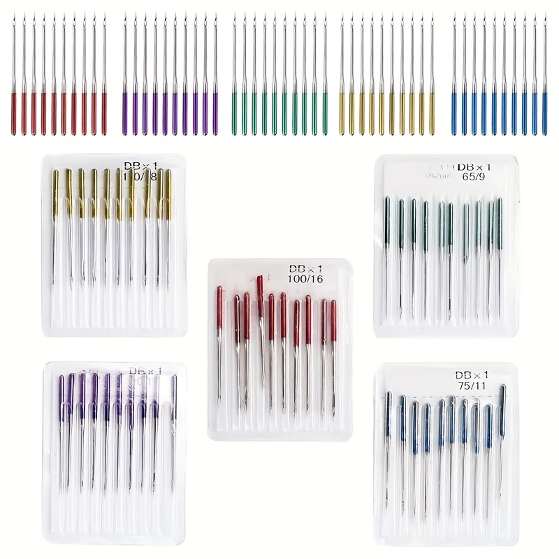 TEMU 100pcs, Colorful Industrial Sewing Machine Needles, Sewing Machine Needles, Elastic Fabric Sewing Needles, , Multifunctional Sewing Machine