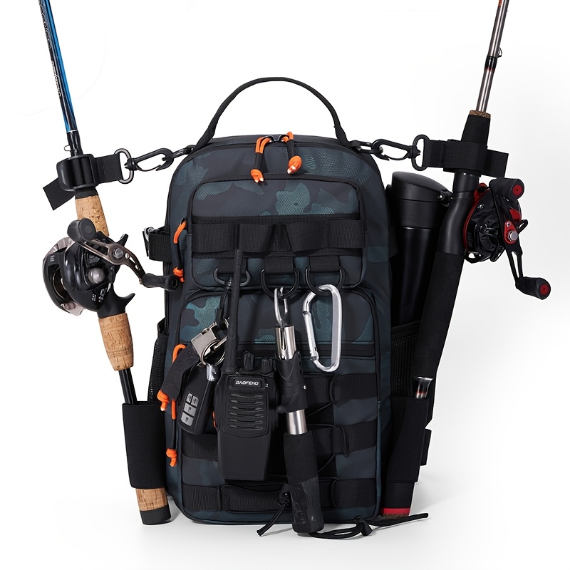 Men's Camouflage Crossbody Fishing Backpack, Outdoor Functional Bag