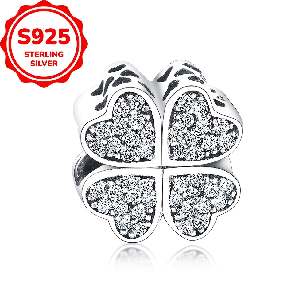 Image of 1pc 925 Sterling Silver Clover Charms Beads For Original Bracelets And Necklaces Jewelry Gift Or Parties Additions