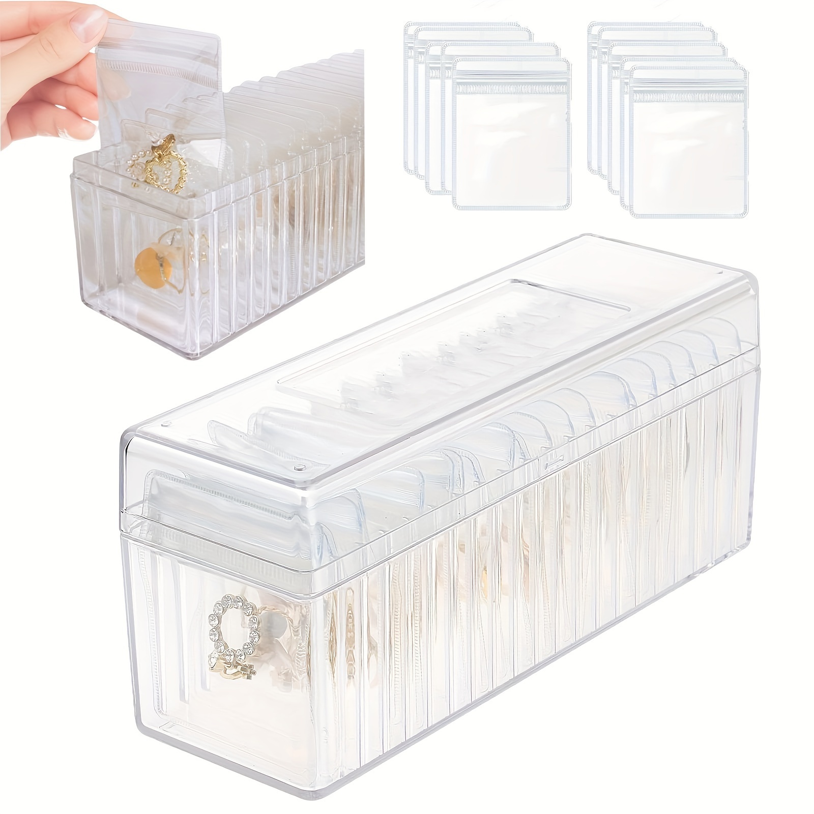 

Tclnyer Acrylic Jewelry Organizer Set: Includes 20 Portable Anti-tarnish Jewelry Bags, Jewelry Storage Box, And Storage Box, Suitable For Rings, Earrings, And Necklaces