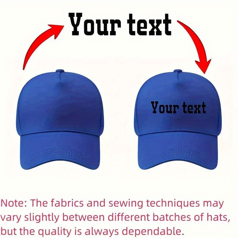 Image of Custom Text Baseball Cap, Elegant Unisex Adjustable Size, High-quality Brim, Summer Casual Hat