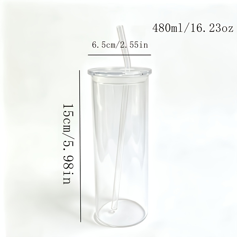 TEMU Tall Borosilicate Iced Coffee Glass Tumblers With Lid And Straw, Clear Reusable Glass Cups For Lemonade, Smoothie, Tea, Water, Home Office