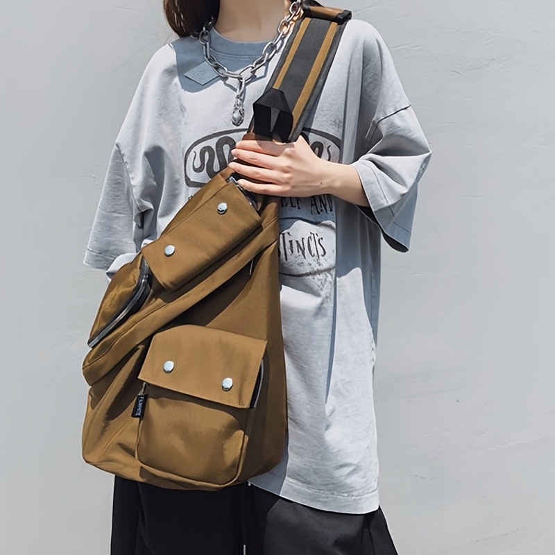 TEMU 【新登場】多機能軽量シングルショルダーバッグ 短期旅行 クロスボディバッグ マルチポケット 個別収納 簡単ライディング チェストバッグ 大容量 ファッション カジュアル ウエストバッグ