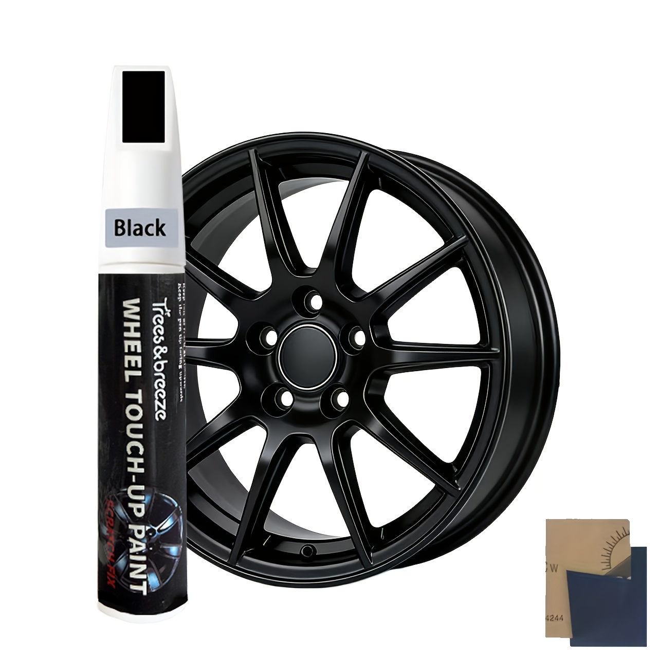 multi purpose repair pen hub repair kit   scratches and scuffs on alloy wheels repairs metal and plastic fading the kit   sandpaper and touch up paint   hub maintenance and care tool set