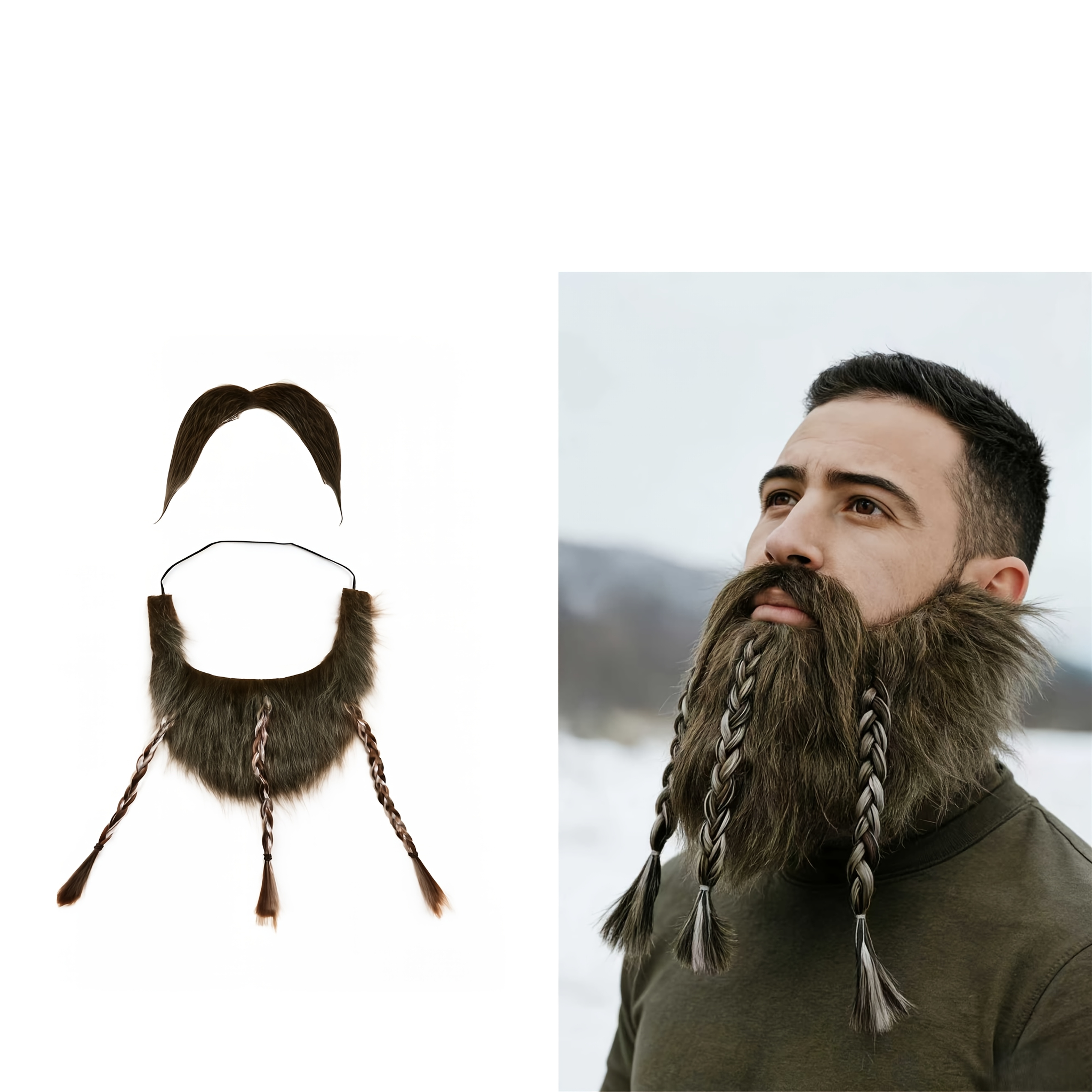 TEMU Ein zweiteiliges Bart-Set, bestehend aus einer Oberlippen-Bart und einem unteren Lippen-Braut-Bart, geeignet für festliche Tanzdarbietungen. Der
