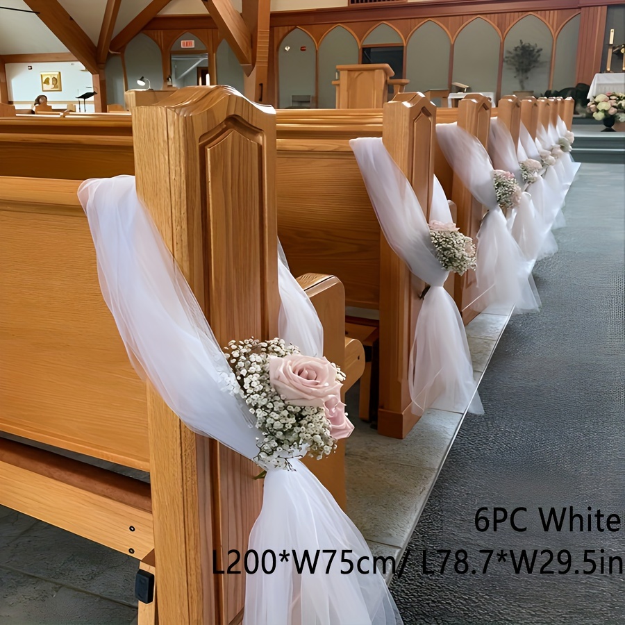 

Elegant 6pcs Transparent Wedding Chair Sashes, 78.7" X " - Ceremonies, Receptions &