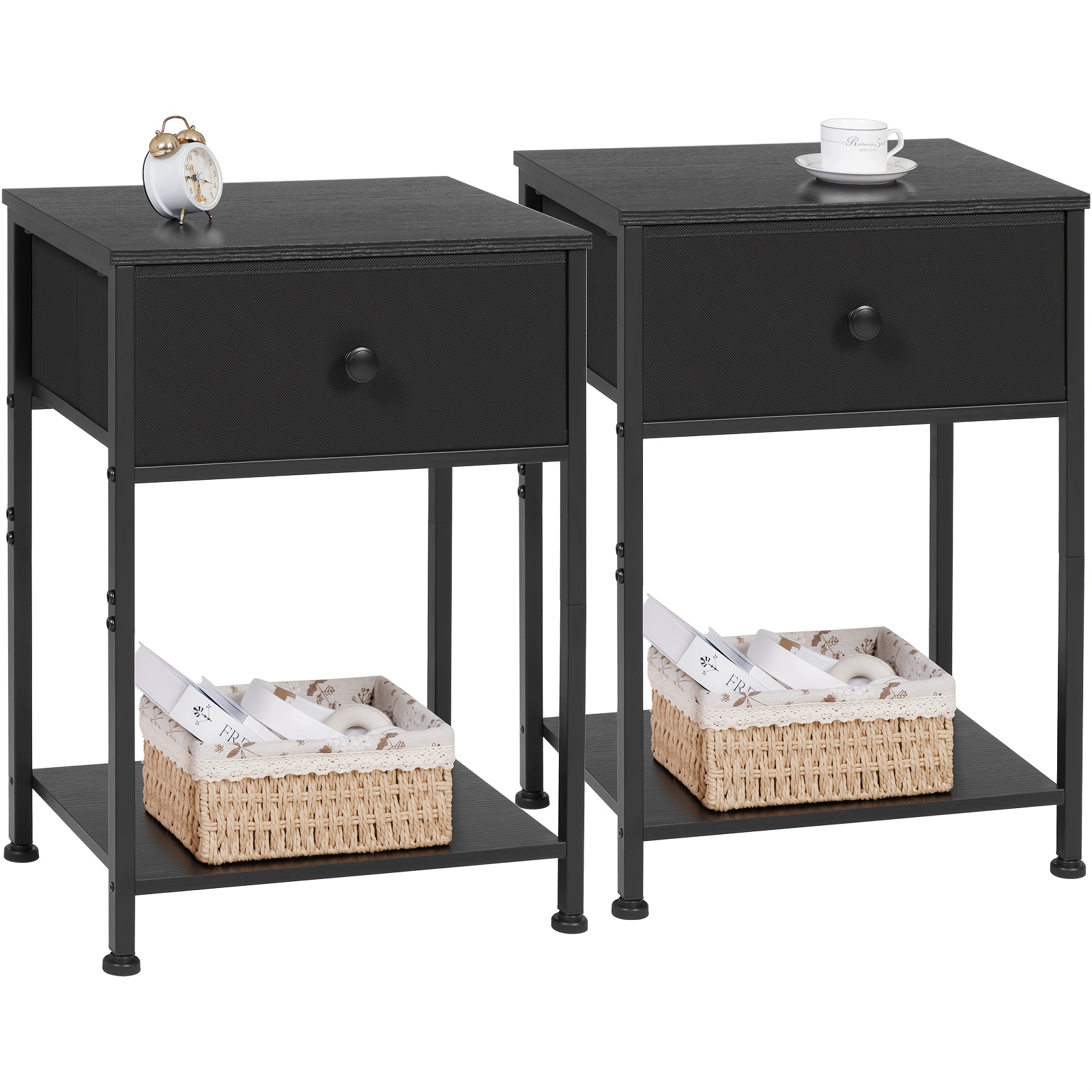 TEMU Amhancible Nachttisch 2 Set, End Table With Storage Fabric Drawer, Sofa Table For Small Space, Bedside Night Stand For Bedroom, Living Room,