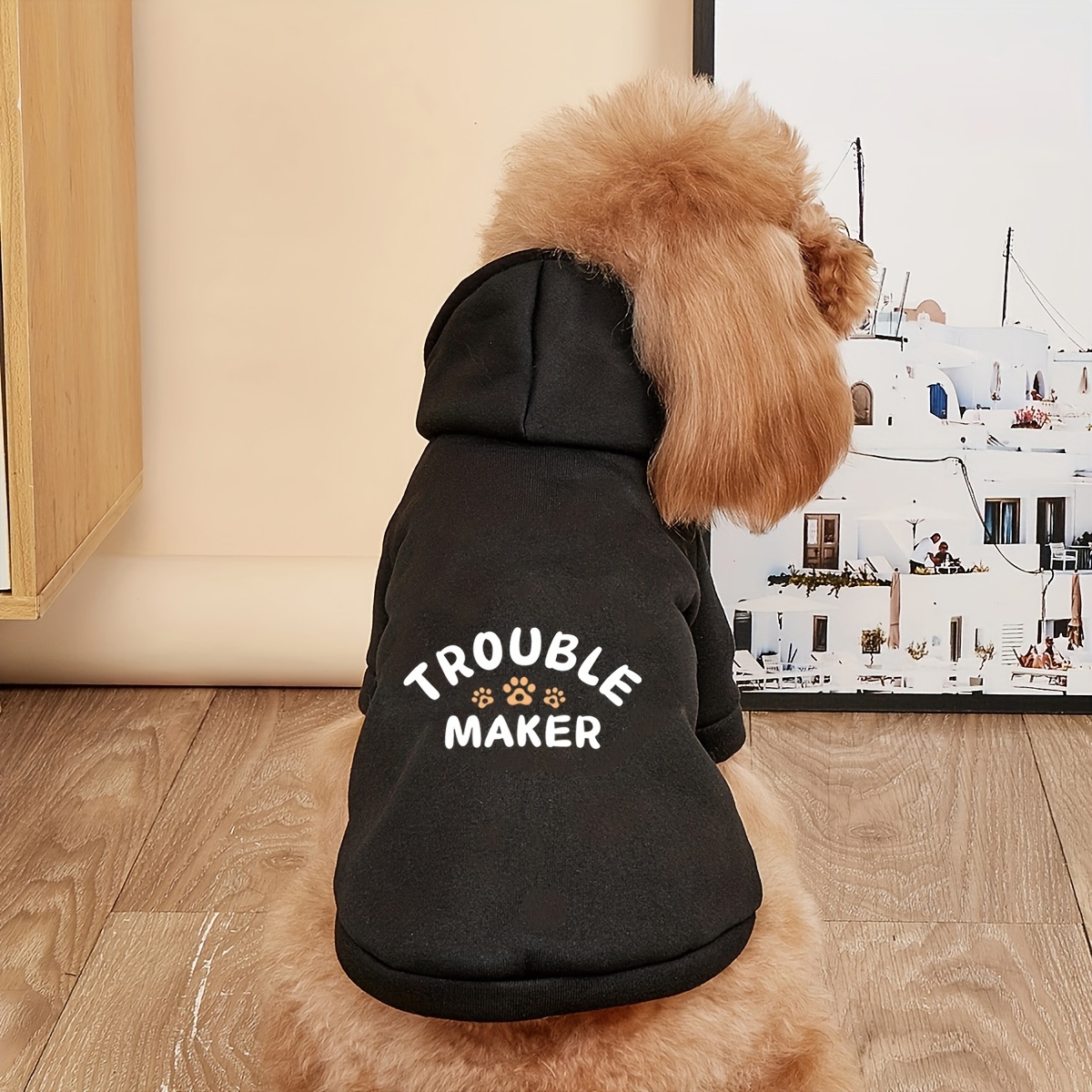 

1 "" Hoodie - Cozy Winter For Small , Anti-shedding, Knit Polyester Sweatshirt With Paw , Ideal For Teddy, Bichon, Pomeranian Puppies - Casual Pullover Style, Dog Sweater