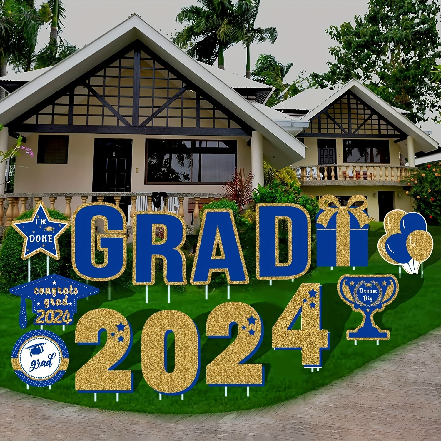 

14 Pcs Graduation Decorations Class Of 2024 Yard Sign Stakes, Proud Of You Class 2024 Graduation Decorations Outdoor And Congrats Grad Outdoor Lawn Party Supplies Decor