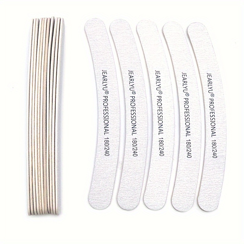 10pcs Double-Sided Grey Sandpaper Nail File Blocks, Grit 100/180/240