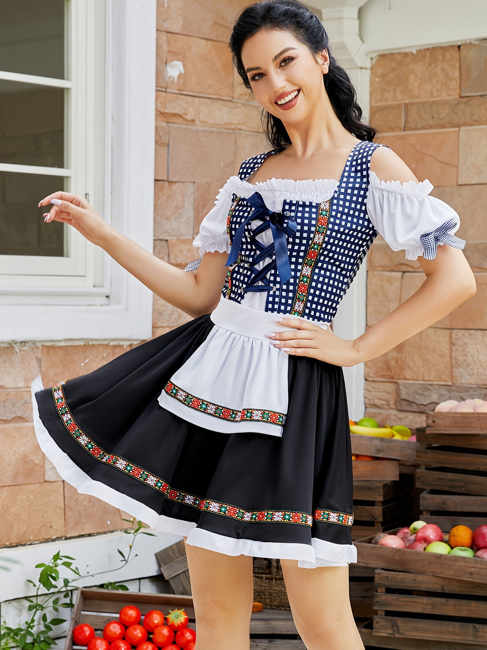 Maid Costume Oktoberfest Outfit Female Oktoberfest Costumes Girl Dirndl  Dress Maid Costume Skeleteen