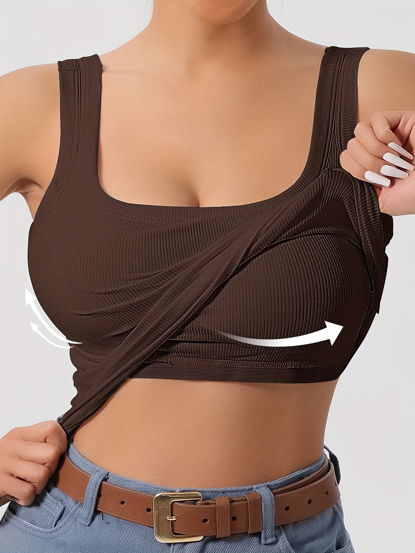 Women Padded Soft Casual Bra Tank Women Spaghetti Cami Vest Female Camisole  With Built In Brawhite Xl