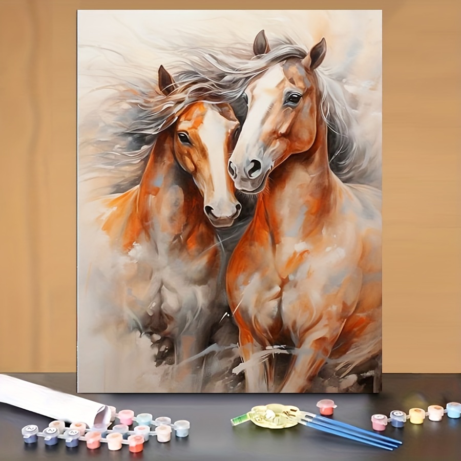 

Diy Paint By Numbers For Adults Canvas Kit, 1 Piece 16x20 Inch Horse Acrylic Painting Set, Ideal Gift For Birthdays, Father's Day, Christmas, Day, Wall Art Home Decor