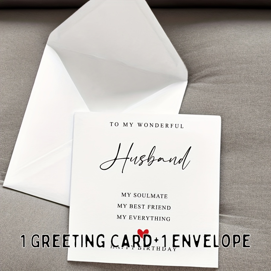 1/5 Set, Husband Birthday Card - Greeting Card For Him Including Envelope