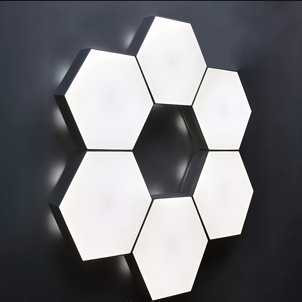 TEMU 6개 세트의 터치 제어 헥사곤 LED 나이트 라이트, 실내 및 실외 사용을 위한 혁신적인 화이트 장식 조명