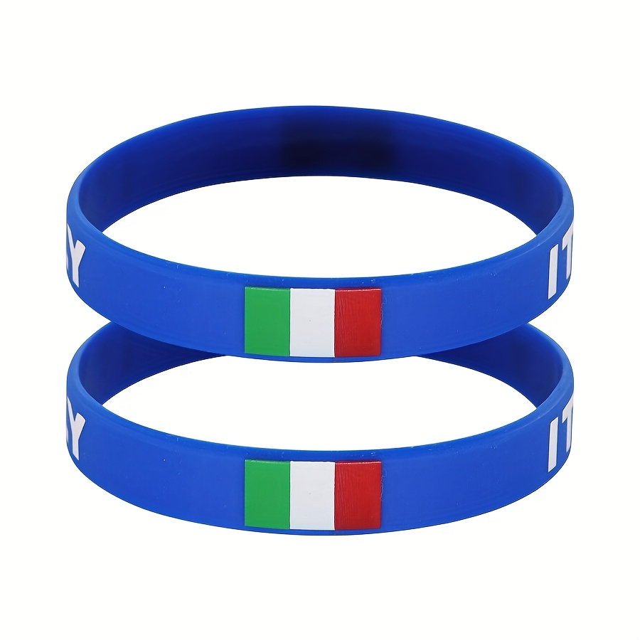 E-shop 2er-Pack Italien Flagge Silikon Armbänder, Unisex Mode Armreifen Armband für Sportveranstaltungen, Festivals, und Kulturgeschenke