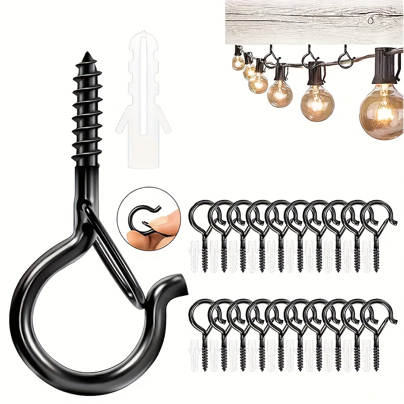 S Hooks, 10-40 Units of Q-Type Hooks That Can Be Easily Released, Perfect for Hanging Outdoor Halloween Light Strings, Plant Flower Baskets, Wind Chimes, And Bird Feeders. Features a Safety Buckle Design, Ideal for Christmas And Halloween Holiday Gi