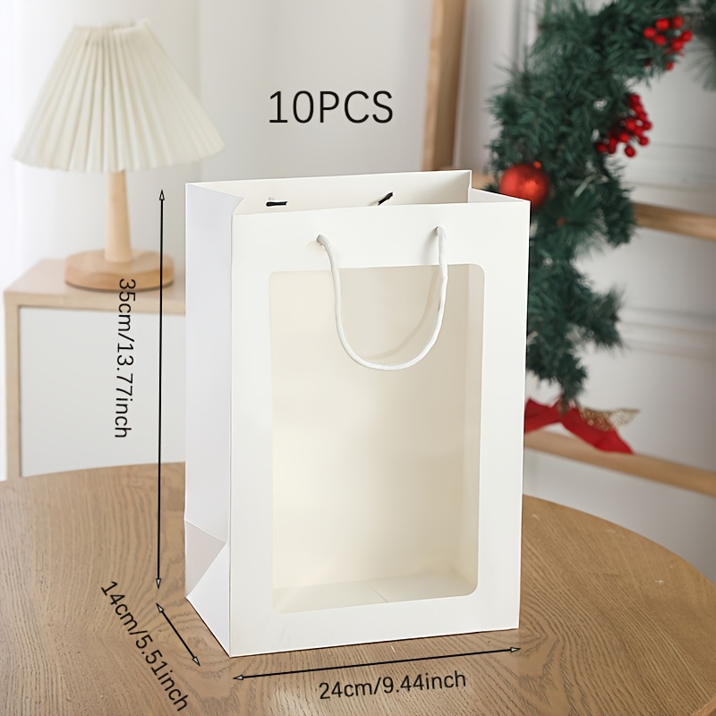 TEMU 10pcs Large Windowed Display Bag Can Hold Flowers, Gifts, Packaging Tote Bag, Holiday Gift Packaging Bag