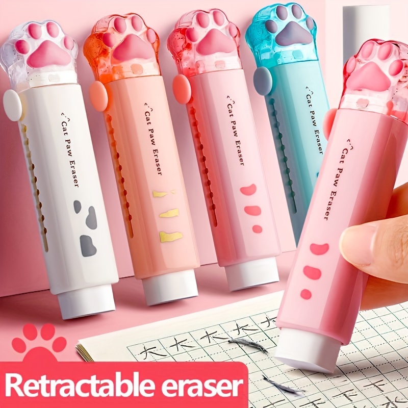 

Cute Cat Paw Retractable Eraser, Clean And Traceless, Ideal For Office And School Use - Pack Of 1