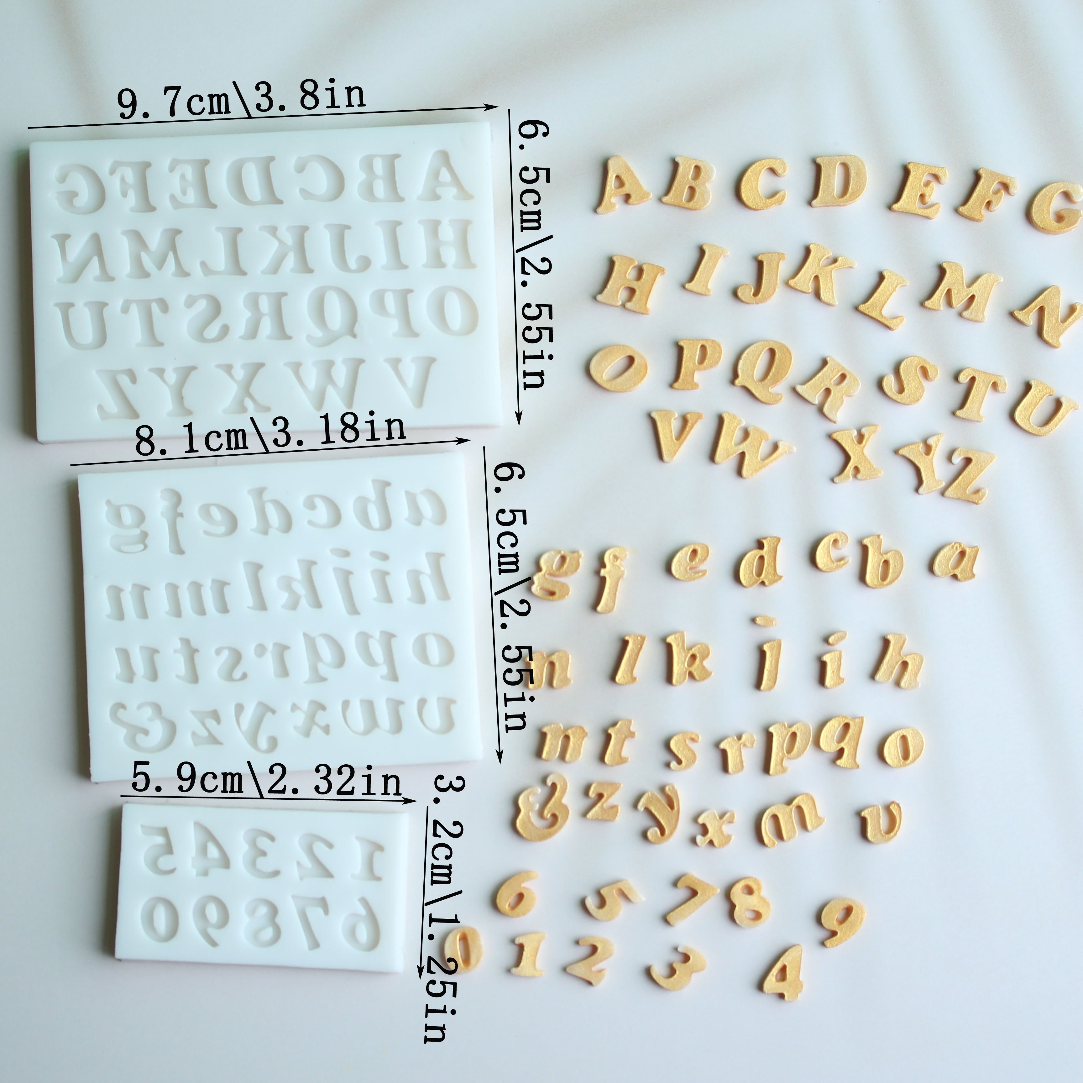 - (upper & Lower Case) Silicone Cake Mold - Reusable Fondant Icing Molding With Number 0-9 & Alphabet For Wedding, Birthday Party Cupcake Decorations Suitable For, Microwave, Dishwasher