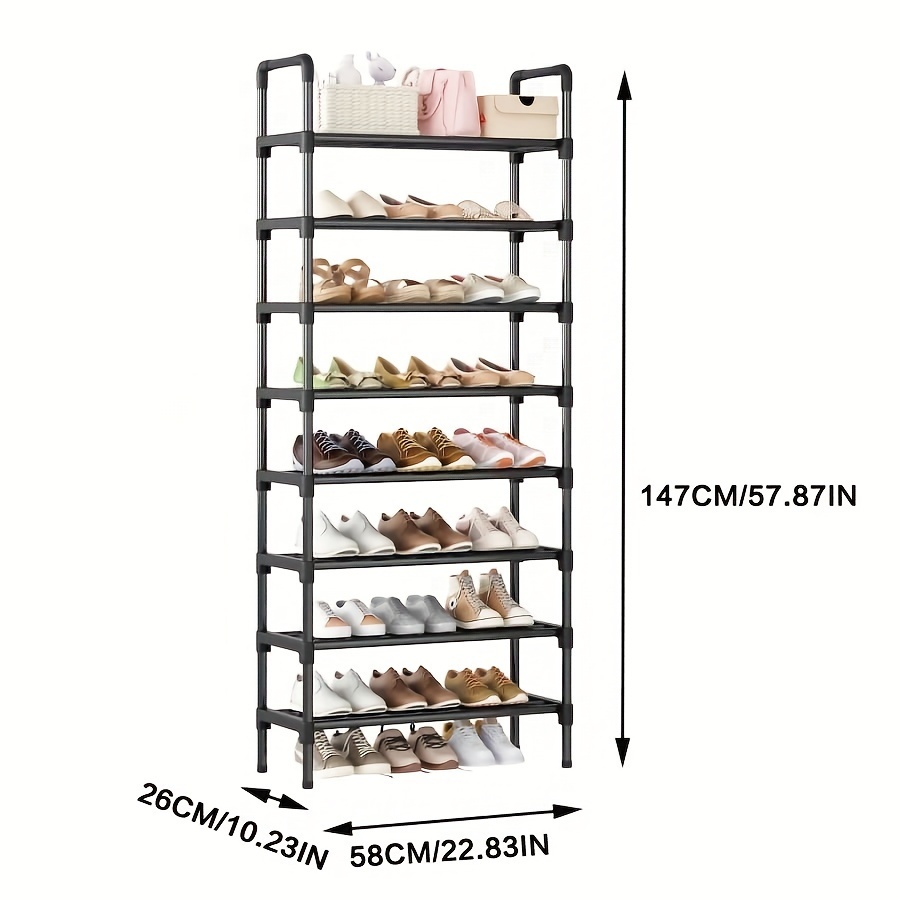 E-shop Schuhregal aus schwarzem Metall, ein Schuhregal mit großer Kapazität, das einfach zu montieren und zu demontieren ist, mit 6 Ebenen/7 Ebenen/8