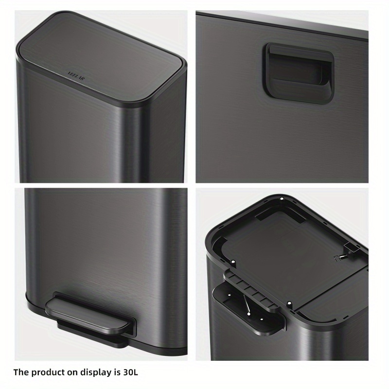 Stainless Steel 30 Litre Trash Bin with Lid, 30.28 L Kitchen Tall Trash Can Bin Metal Waste Bin for Home Hotel Office Public New Home Decoration Christmas Gift Kitchen Trash Cans
