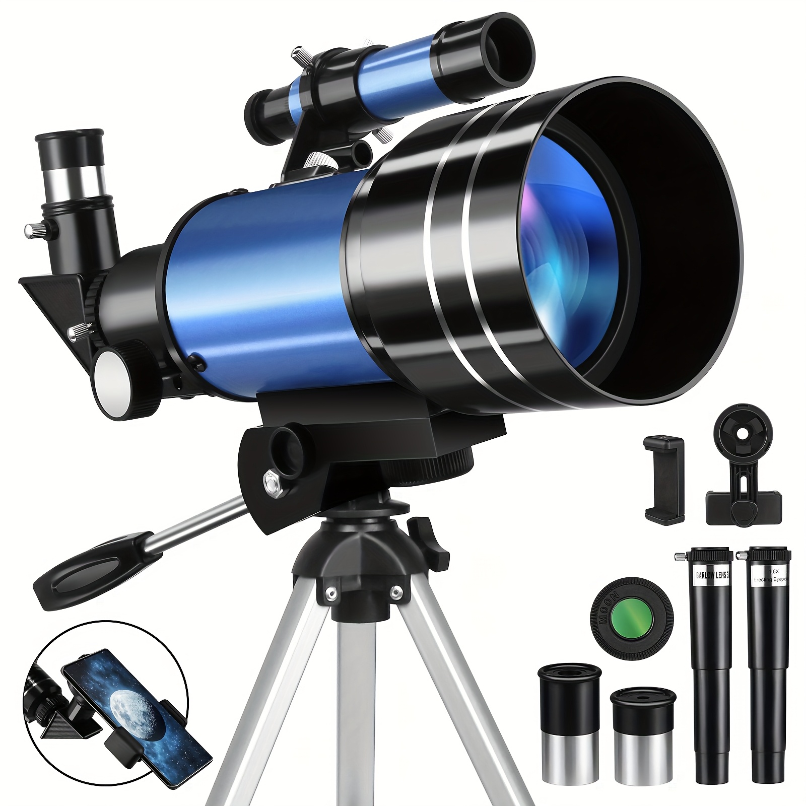 TEMU Telescope For Adults & Kids, Astronomical Telescopes For Astronomy Beginners, 70mm Aperture Astronomical Refractor Telescopes (15x-150x),