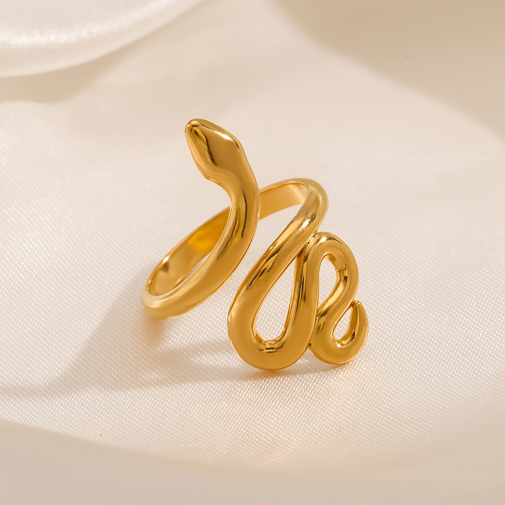 TEMU Anillo de Acero Inoxidable con Forma de Serpiente, Lujo y de , Chapado en Oro y Decolora, Anillo Personalizado para Mujer, Adecuado para Regalos