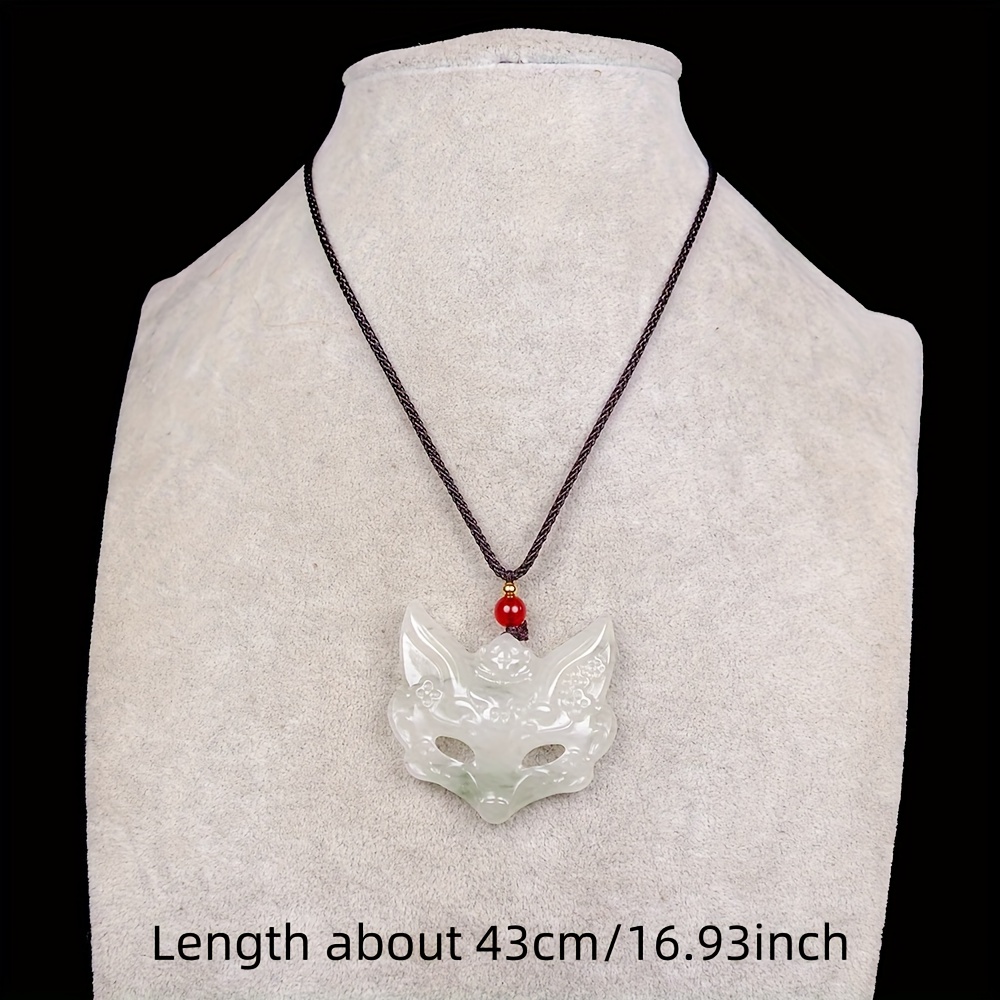Natural Stone Fox Mask Pendant Necklace, Exquisite Gift