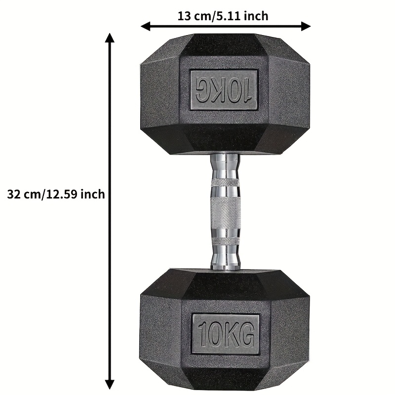 2pcs 10KG Dumbbells, Hexagonal Dumbbells, Anti-slip Coating, Ergonomic Handles, Poly-Rubber Dumbbell Set, Dumbbell Set, Cardio Weight Training, Suitable For Home And Gym