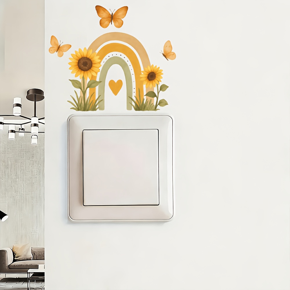 Fresh Sunflower Butterfly Light Switch Sticker for Home Decor
