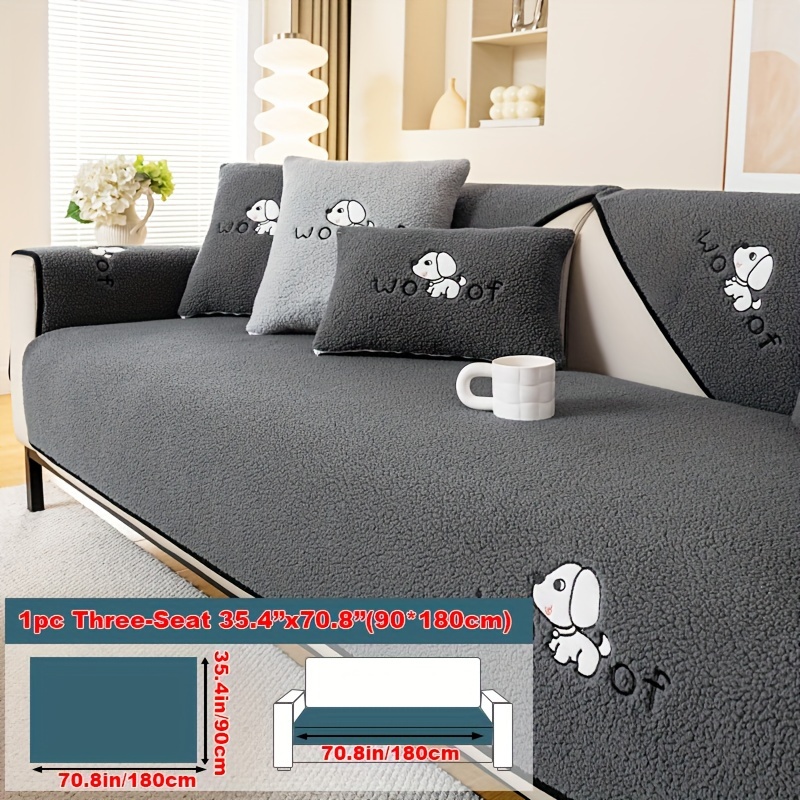 TEMU 1pc Sherpa Couch Protector, Sofa Cover, Suitable For Pets, A Pets, Thick Plush , Non-slip Plush Sofa Cover, Furniture Protection Cover, Home