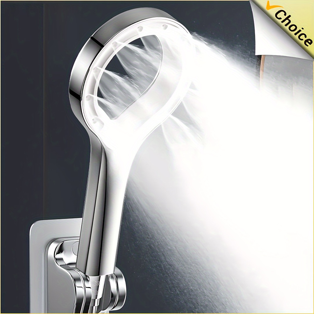 

1pc High-pressure Handheld Shower Head, Abs Plastic, Water Saving, Hollow Ring Spray Nozzle, Bathroom Accessory, Spray Shower For Home Bath