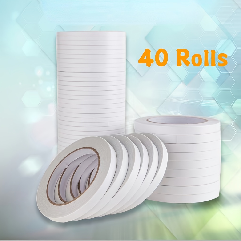 

40rolls Diy Double-sided Transparent Tape - Strong Adhesive For Office, School, Diy, , Artwork, Crafts, Cards And Gifts