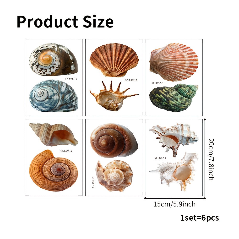 Image of 1 Set 6 Sheets Anti-slip Bathtub Stickers Creative Beach Shell Seashell Pattern Stickers Bathroom Floor Decoration Pvc Frosted Bathtub Stickers