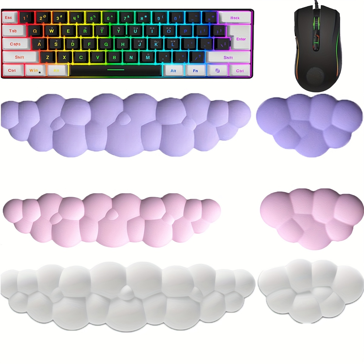 

2pcs Ergonomic Memory Foam Wrist Rest Set - Keyboard And Mouse Pad With Wrist Support For Comfortable , Gaming, And Office Work