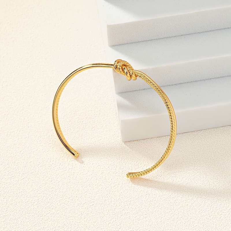 Women's Elegant Twist Double Layer Knot Open Bangle