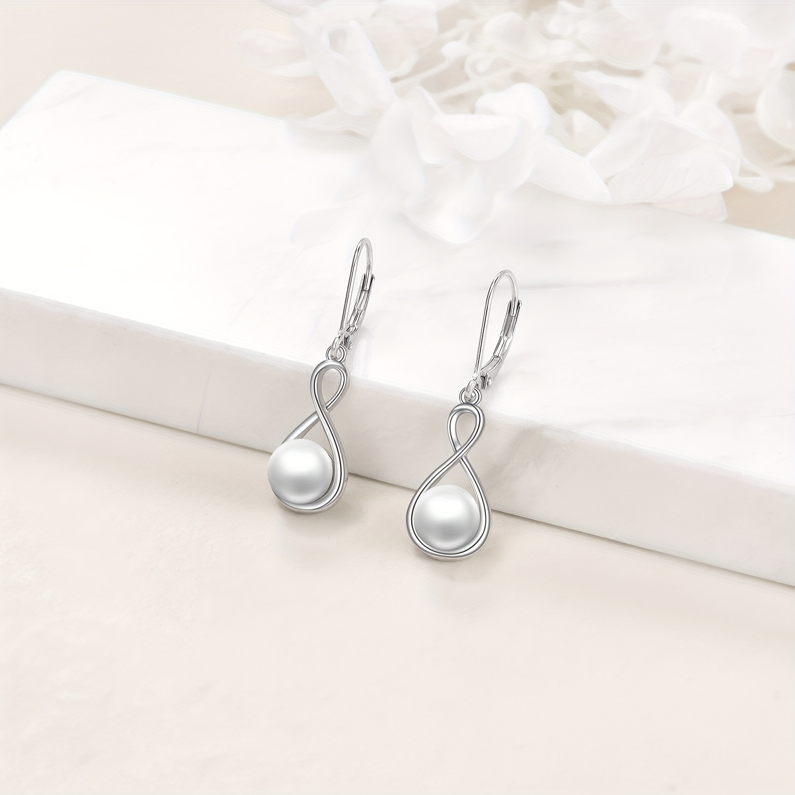 925 sterling   dangle earrings for women hoop infinity pearl drop earrings jewelry gifts for mom mother friends Product details 4