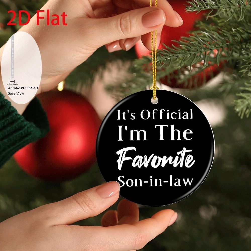TEMU 2d Flat - Flat 2d Christmas Tree Decorations For Son-in-law, Featuring An Official Certification Pendant. Hanging Ornaments Come With A Lanyard