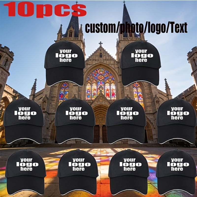 TEMU 10pcs Personalized Custom Baseball Cap Diy Custom Logo, , 10 Colors , Photos And Text Adjustable Hat For Women Versatile Duckbill Hat Suitable