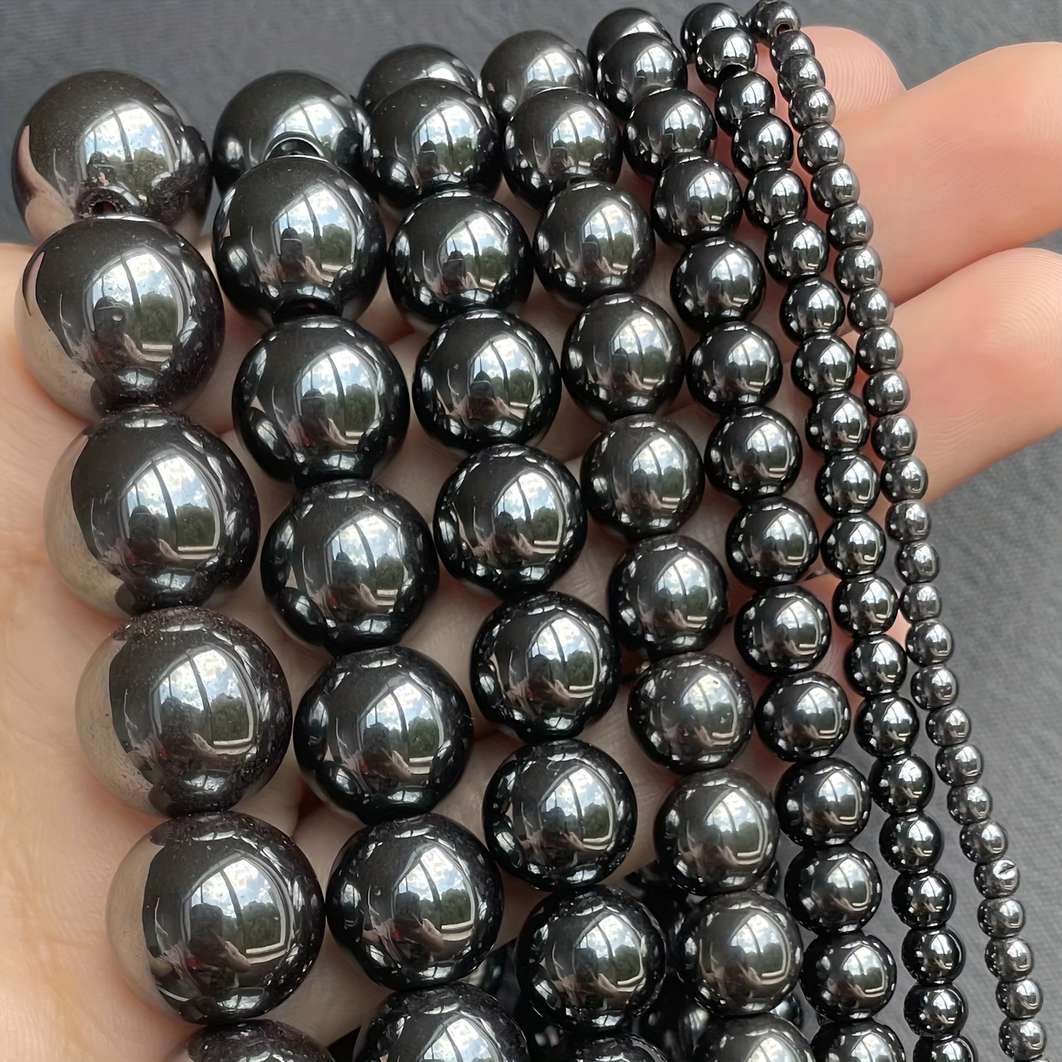 

Natural Black Hematite Beads, 3/4/6/8/10/12mm, Round Loose Beads, Diy Jewelry Making, Handcrafted Accessories, 15-inch, Stone Material, Art & Craft Supplies